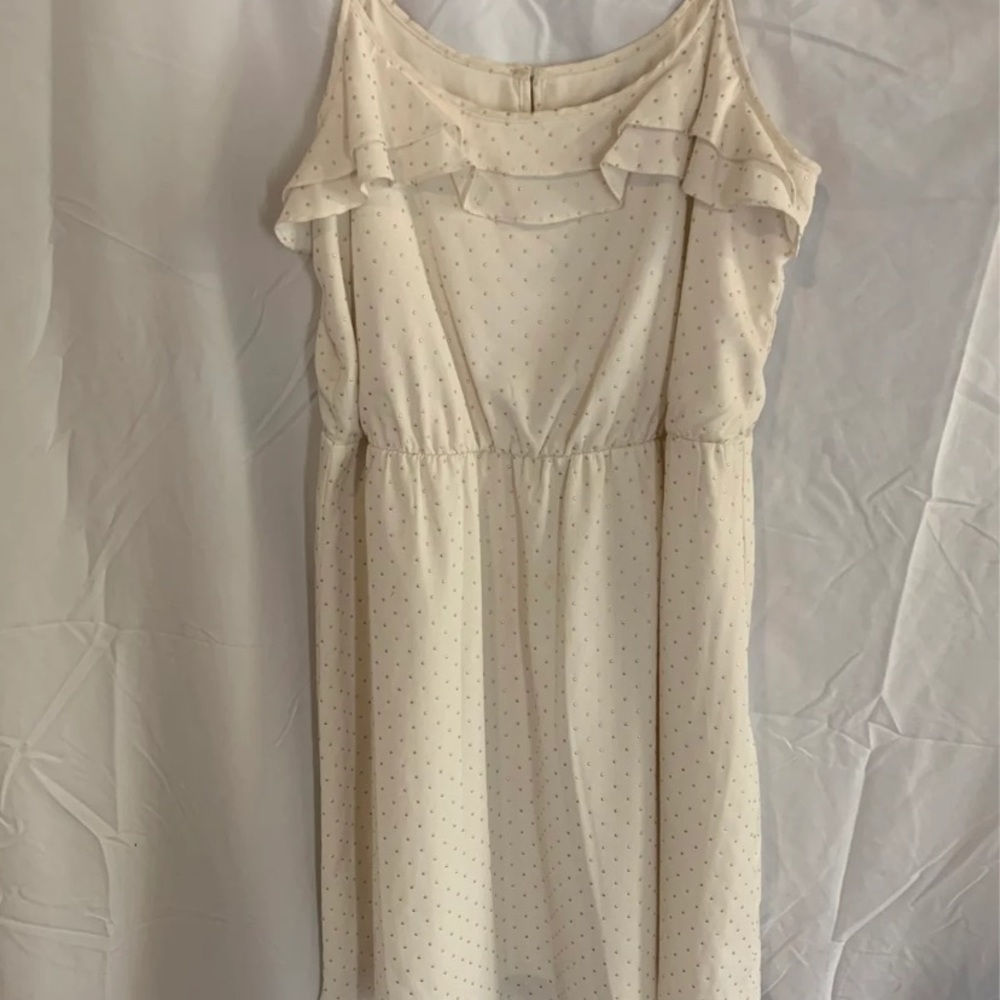 Cream dress with with gold dots